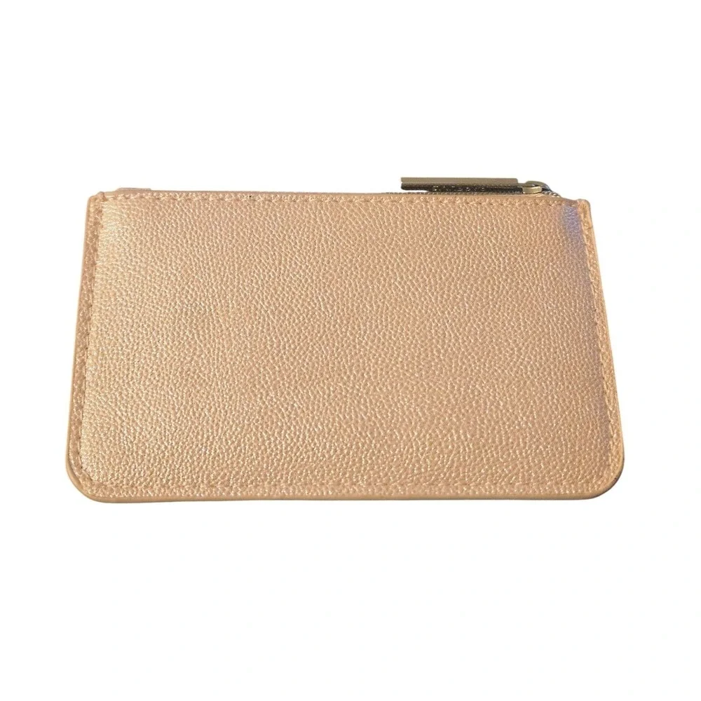 Jimmy Choo‎ Parfums Rose Gold Metallic Pebbled Zip Pouch Wallet Authenticated
